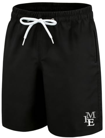 MEILONGER Badshorts pojkar snabbtorkande strandbaddräkt för barn med nätunderkläder ålder 6-7,8,10–12,14–16,18–20, svart, 8 ans