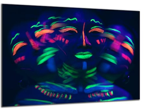 DARO Design - Wand-Bild 6mm HDF 84x56 cm Neon bewegtes Gesicht - Wand-Deko Bilder Wohnzimmer