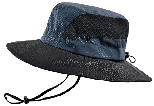 Unisex Fischerhut, wendbar, bedruckt, Sommer, Fischerhut, mit Schnur, Bergsteigen, Angeln, Outdoor, Schatten, faltbar, lässig, atmungsaktiv, sportlich, klassischer Damen-Strandhut, Schwarz ,