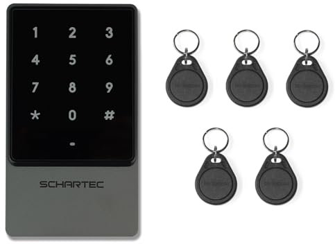 SCHARTEC Tasto codice con chip RFID, set di pulsanti transponder, lettore di schede, lettore transponder, lettore di controllo accesso, codice tastiera, apriporta
