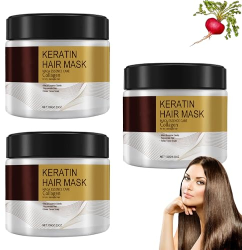 Collagen Hair Mask Essence, Collagen Hair Treatment, Essence for Dry Damaged Hair, Kollagen-Haarbehandlung Haarmaske, Für Trockenes, Geschädigtes Haar (3 Stück)