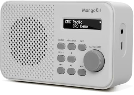 MangoKit MD2 DAB Radio Portable,DAB+ Digital Radio,5.3 Bluetooth Radio,FM Kitchen Radios Mains and Battery, Display, Alarm&Clock&Snooze Timer,40 Preset Stations,Headphone Port-Stone Grey