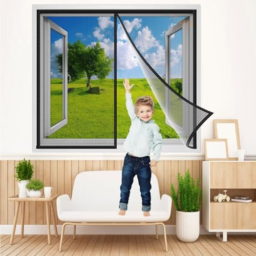 Mosquito Bees Fly Insect Bugs Pest Protection Guard 155x170 cm, Chain, Full Size, Heavy Duty Curtain, Pet Friendly, for House, French Windows Black, Reinforced