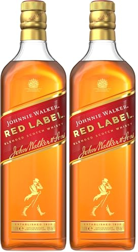 Johnnie Walker Red Label | Blended Scotch Whisky | 40% vol | 1L | Enjoy Neat or in Drinks | Iconic Scottish Whisky Blended from up to 35 Whiskies | Notes of Smoke | Cinnamon & Honey (Pack of 2)