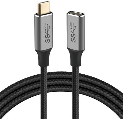 AXFEE USB C-förlängningskabel 2 m, USB 3.2 typ C uttagskontakt | USB C 3.2 förlängningskabel, stöder 20 Gbps 4K 60Hz dataöverföring, med i-Phone 17 16 15, MacBook, Galaxy, Huawei