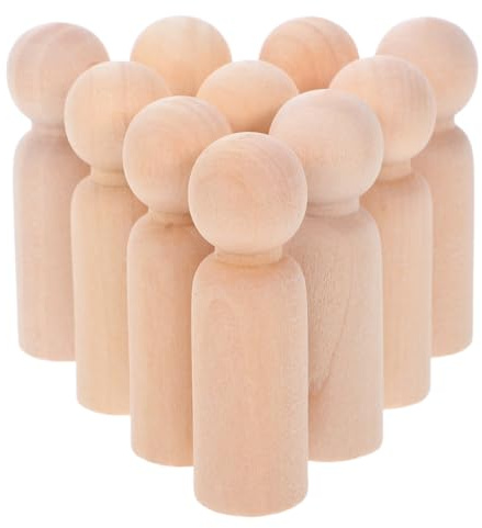 Operitacx 10 Stück Holzfiguren Zum Bemalen, Holzkörperform Unvollendete Puppe DIY Basteln Holzpflock Puppe Heimdekoration Ornament