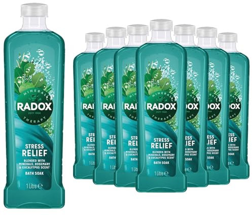 Radox Mineral Therapy Bath Soak for Stress Relief with Rosemary & Eucalyptus Fragrance, Relax and rejuvenate with Soothing Mineral and Herbal Infusion, 1L Bottles, Pack of 10