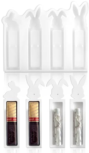 Stampo per Coniglio in Silicone Pasquale,Stampi in Silicone,Stampi Per Colata Coniglio Stampo in Silicone,DIY Stampo in silicone Gesso Coniglio,per Creazione Candele,Dolci (Bianco-1)