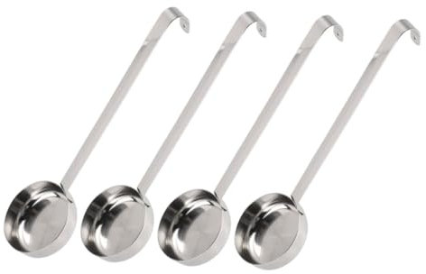 FOYTOKI 4pcs Stainless Steel Sauce Spoon Pizza Sauce Ladle Long Handle Measuring Spoons for Cooking Serving