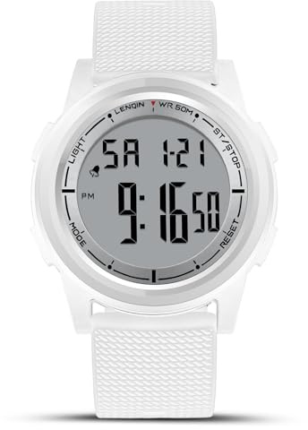 LN LENQIN Montres digitales pour Hommes Montres à Grand Cadran pour Hommes avec Bracelet en Silicone Montres digitales de Sport étanches à 30M avec Alarme/chronographe/Calendrier/rétro-éclairage LED