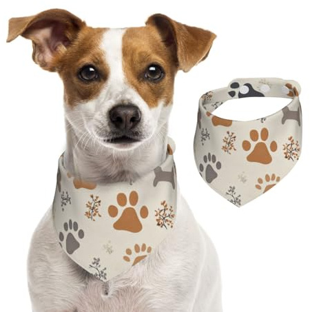 Generic Dreieckstuch mit Pfotenabdruck, niedliches Hundehalstuch, verstellbar, mit Druckknöpfen, für Hunde, Welpen, Katzen