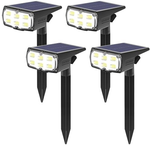 GOLUMUP 36 LED Spot Solaire Extérieur, Lampe Solaire Etanche IP67, Projecteur Solaire Exterieur 860LM avec 2 Modes d’Éclairage pour Jardin, Cour, Allée, Chemin, Trottoir, Terrasse, 4 Pack