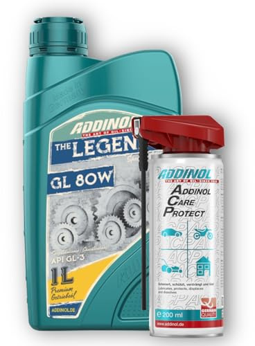 Addinol Getriebeöl Legends GL 80W 1L + Addinol Care Protect ACP Multifunktionsspray 200 Ml