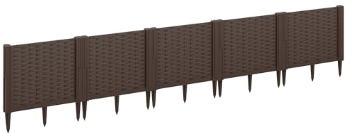 Outsunny Plastic Raised Garden Bed Modular Planter Box Kit for Herbs Brown | Garden Fence Edging Border, Flowers, Vegetables, Outdoor Plants
