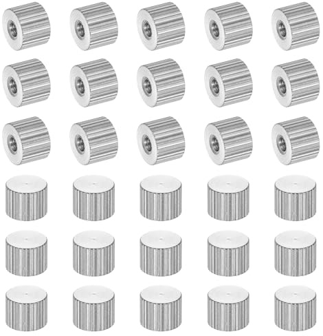 PATIKIL M3 Knurled Thumb Nuts, 30pcs 304 Stainless Steel Female Thread Type Flat Head Blind Hole Round Hand Tighten Knob Fasteners Screw Cap Adjust Lock Position, D8mm x H6mm