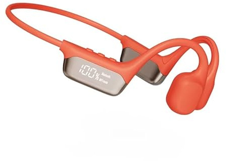 Casque Conduction Osseuse Natation,Nager Ecouteur Ipx8 Waterproof,avec Lecteur Mp3 Intégré,Écouteurs Piscine Bluetooth 5.4 sans Fil (Rouge)