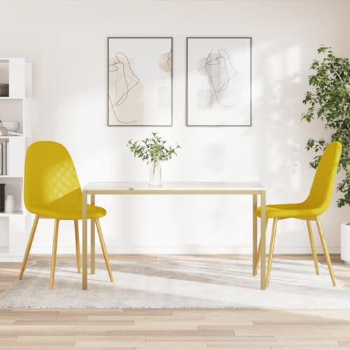 YuuSsea Esszimmerstühle, 2er-Set, Senfgelb Samt, Polsterstuhl mit Rückenlehne, Moderne Küchenstühle für Esszimmer, Wohnzimmer