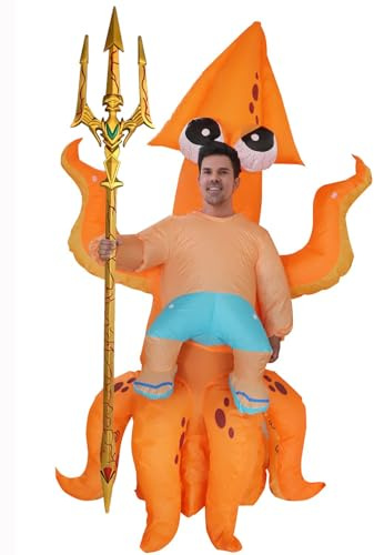 FUNFOCUS Uppblåsbar bläckfisk kostym vuxen klippfisk kostymer uppblåsbar rolig bläckfisk kostym kostym för män kvinnor halloween fest uppblåsbar undervattensvärld kostym
