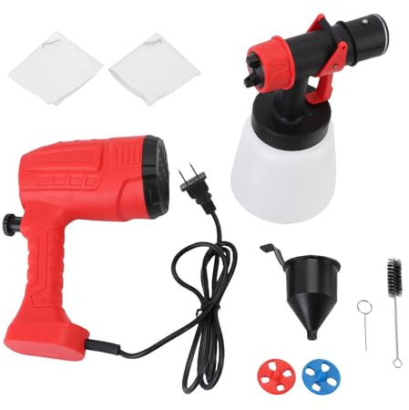WOHPNLE Elektrische Sprühpistole, leichte ergonomische elektrische Farbsprühgerät mit 20 FL oz Abnehmbarer Tasse 2 Düsen und 3 Muster für Möbel und Zaun