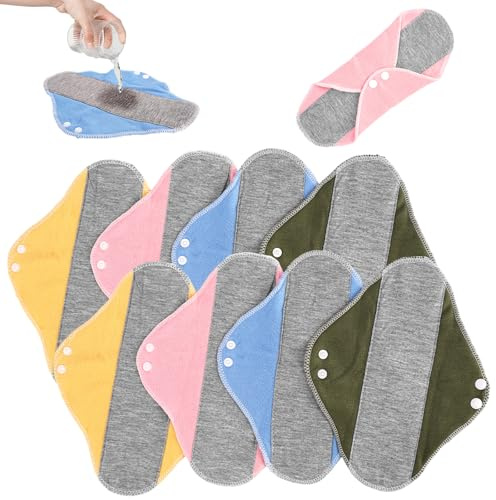 8 Pcs Protège-slips Lavables,23x16cm Serviettes hygiéniques réutilisables
