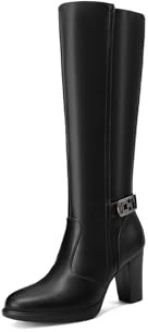 QUEEN HELENA Stivali con Tacco Alto con Zip Laterale Donna X33-106 (Nero Pu, Taglia unica, Sistema Taglie Calzature EU, Adulto, Donna, Numero, Media, 37)