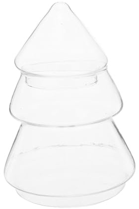 Alipis Glas Süßigkeiten Dose Tannenbaum Weihnachtsbaum Keksdose mit Deckel für Weihnachtsdeko Süßwarenbehälter Cookie Aufbewahrung Frischhaltend Geschenkidee