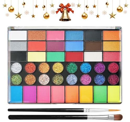Kit Pintacaras Paleta de maquillaje portátil | Kit Maquillaje Pintura Facial Activado Con Agua De 42 Colores Para Cumpleaños, Halloween, Navidad, , Festivales Y