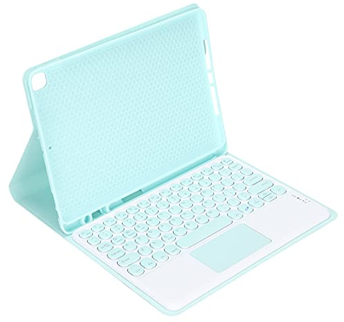 Tomantery Keyboard Case 10 Wireless Round Keycap Touch Keypads for IOS Tablet, Portable Silicone Case, Suitable for Smartphones/Tablets/Laptops/Desktop Computers (Green round cap touch + leather