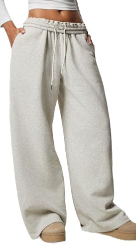 WINKEEY Pantalon de Jogging Femme Pantalon Large en Polaire Chaud d'hiver avec Poches Survêtement Baggy Confortable