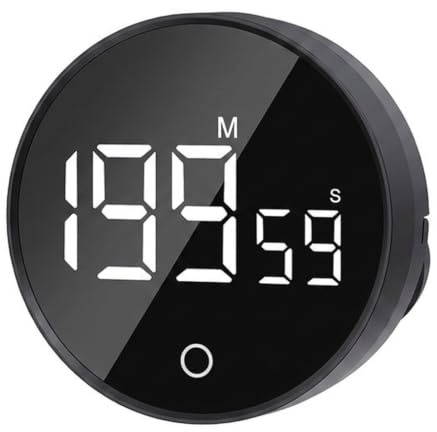 Digitaler Küchentimer Magnetischer, Countdown Countup Timer Visuelle mit 3 Lautstärkestufen Eieruhr Kurzzeitwecker mit großem LED-Bildschirm 120-Minuten für Kochen Backen Sport Studieren (Schwarz)