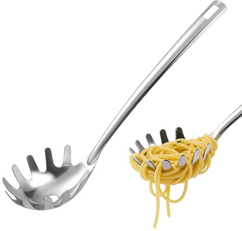 Qiundar 2 st. spagettiskedar, nudelskedar av rostfritt stål, spagettiskedar, server, spaghetti-gaffel med ergonomiskt handtag, nödsked, köksredskap