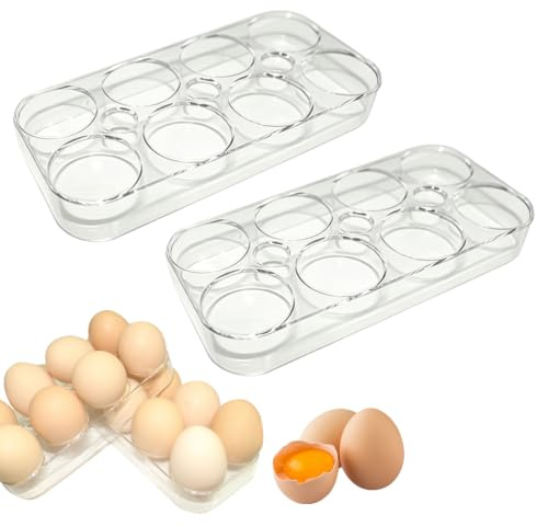 DWNSKR 2pcs Hueveras para Frigorifico Caja para Huevos con Capacidad para 8 Huevos Cada Una, Organizador de Huevos para Frigorífico Seguro y Resistente, Almacenamiento y Transporte sin Roturas