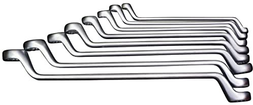 Famex 10145-8 - Set di chiavi ad anello doppie, a gomito profondo, in acciaio al cromo vanadio, forgiato, 8 pezzi.