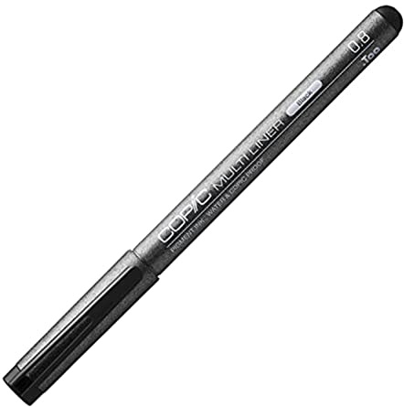 COPIC Multiliner 0,8 mm, Black, Fineliner mit einer feinen Spitze und wasserbeständiger Pigmenttinte