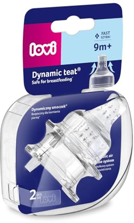 LOVI Dynamischer Flaschensauger 2 Stück, Stillfreundlich, Schützt den Saugreflex, BPA-frei, SUPERvent Belüftungssystem (FAST 9 m+)