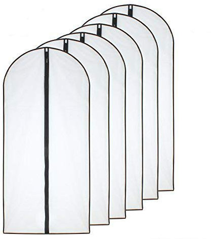 HomeClean Mottenfeste Kleidersäcke 60cm x 120cm (6er Pack) Schwarze Seite Atmungsaktive Klare Kleidersäcke mit durchgehendem Reißverschluss für die Wintermäntel Jacken Kleidung