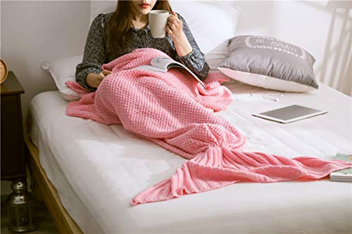 Naturer Fischschwanz Decke Meerjungfrau Decke für Mädchen Kinder Damen Alle Jahreszeiten 90 * 50 cm (Rosa)
