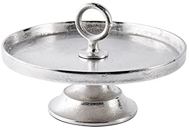 MichaelNoll Etagere modern dekorativ tallrik skål – serveringsfat av metall aluminium – silver lyx – bordsdekoration bröllop 30 cm