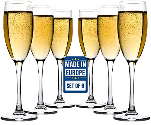 CRYSTALIA Set 6 Bicchieri Flute Premium in Vetro SENZA PIOMBO per Champagne e Spumante - Calici da Spumante in Cristallo