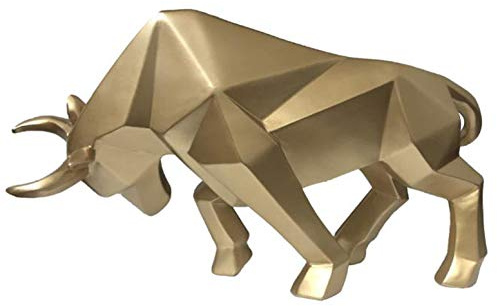 nice--buy Stier Statue Harz Bulls Skulptur Home Decor Börse Markt Glücksstatuen 35,6 cm Abstrakte Figur Business Geschenk Home Dekoration Moderne Accessoires (Gold)