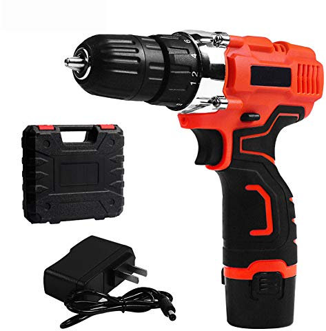 Cordless Drill Driver 12V-Max Li-Ion Combi Drill in Carry Case,with 18+1 Torque Gears, Adjustable 2 Position Handle