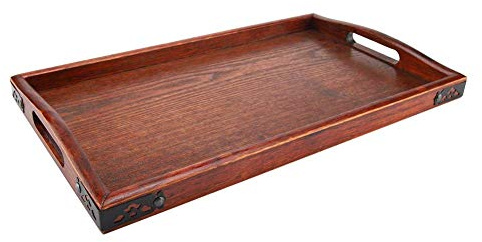 Bandeja de Servir de Madera, Rectangular Multiusos Bandeja de Comida Frutas Té Plato con Asas para Comida, Bebida, Snacks, Mesa de Café, 38x23x3,5cm | Rectangular Bandeja Cama Desayuno Madera, Bandejas Para Servir, Bandejas Para Servir Comida, Bandejas Servir Aperitivos
