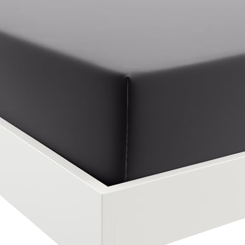 Anti-Allergy Anti-Bacterial Brushed Microfibre Polyester Fitted Bed Sheet - 28cm Depth, Easy Care, Fade Resistant (Charcoal Grey, Single)