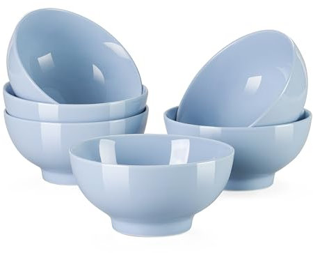 LOVECASA, Sweet Serie Ramen Frühstücksschalen aus Porzellan, 6-teilig, 550 ml, 15 cm, Teller Pure Farbe