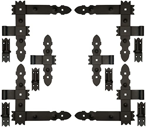 KOTARBAU® Winkelband Schmiedeeisen Dekorativ 300 x 50 mm + Mittelband 6 TLG. Satz mit Kloben zum Anschrauben für Türen Tore Pforten