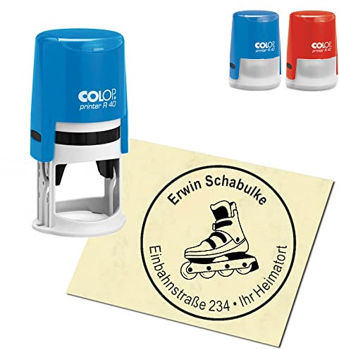 Stempel Adressstempel personalisiert - Inliner - rund ∅ 40mm Automatikstempel als Firmenstempel Namensstempel Bürostempel