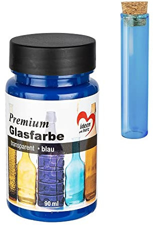Ideen mit Herz Premium Glasfarbe | transparent | wasserfest | 90 ml (blau)
