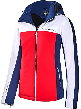 Black Crevice Damen Skijacke I Hochwertige Winterjacke Damen aus 100% Polyester I Modische Damen Skijacke I Wind- & Wasserabweisende Outdoorjacke Damen I Atmungsaktive Ski-Jacke