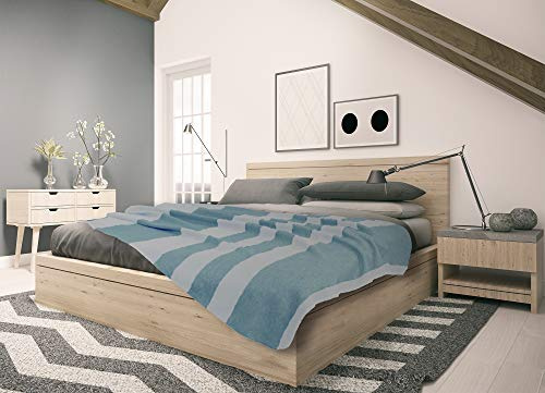 sleepling Kuscheldecke 150x200 cm, Sofadecke & Wohndecke, Flauschige & kuschelige Wolldecke & Tagesdecke 150 x 200, Waschbar, Made in Germany, Oeko-TEX, Grau Petrol gestreift