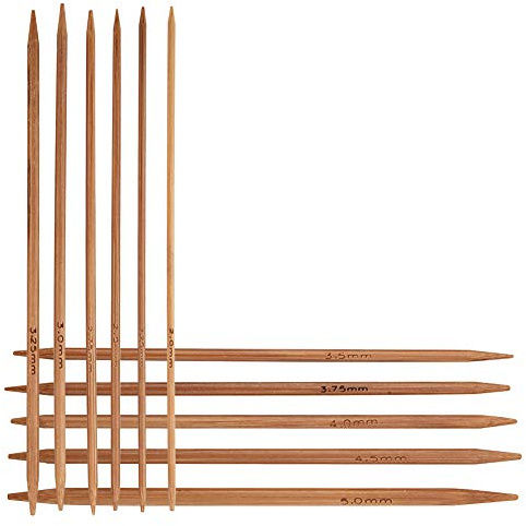 Dioche Stricknadeln für Socken, Set mit 11 Doppelseitigen Bambus-Stricknadeln in 11 Verschiedenen Größen für Alle Strickbegeisterten (13 cm)